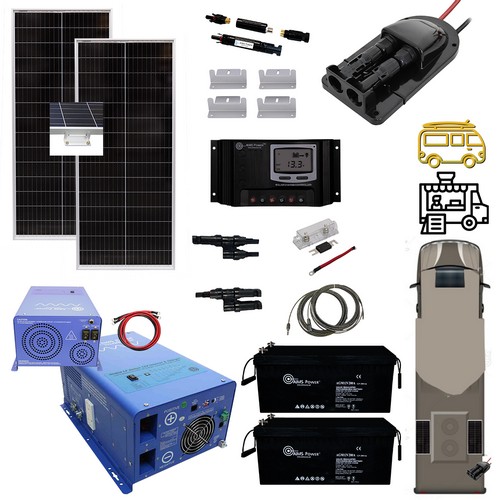 (image for) Aims Power, ECBIGHORN, Solar Narrow Panels 200 Watt , Inverter 2000 Watt, & 5.12 kWh Battery | Complete Solar Power Kit for RVs, Mobile Setups, or Small Off-Grid Systems